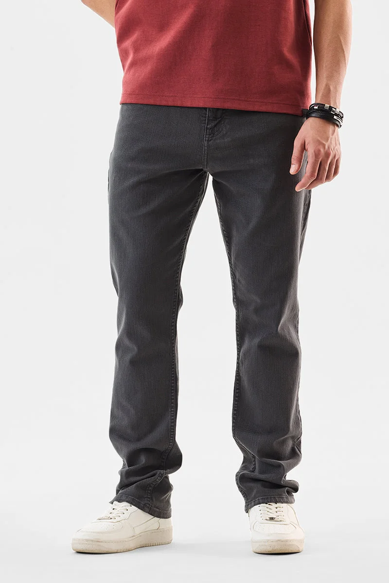 سنيتش Charcoal Grey Solid Slim Fit Streetwear Jeans