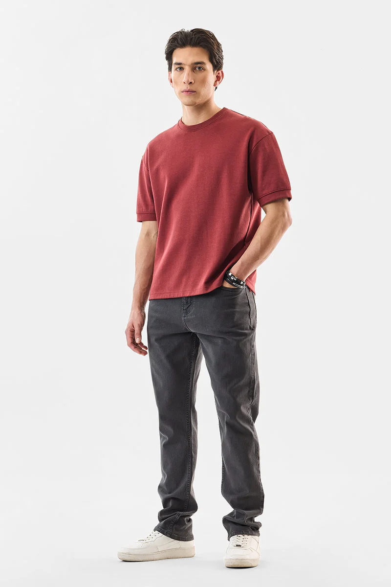 سنيتش Charcoal Grey Solid Slim Fit Streetwear Jeans