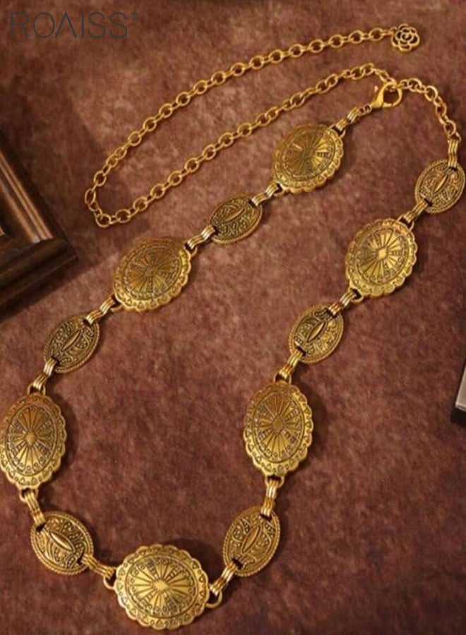 roaiss 2 Pcs Metal Chain Belts for Women, Bohemian Style Denim Chain Belts, Suitable for Matching Dresses, Jeans and sweaters, Vintage Fashion Accessories  - Image 4