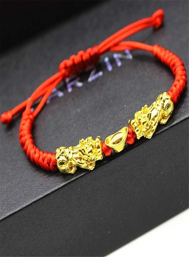 MANRUO Feng Shui The Best Red String Bracelet with Double Pi Xiu/Pi Yao and Golden Wealth Ingots Bracelet Jewelry Attract Wealth and Good Luck - Image 4