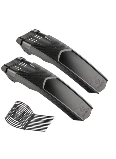 Mountain Bike Fender Set, Textured Rubber Mudguards for Front and Rear, Compatible with 20" to 29" MTB, Universal Fit, Black (2 Pieces) - Ideal for All Mountain Bikes.
