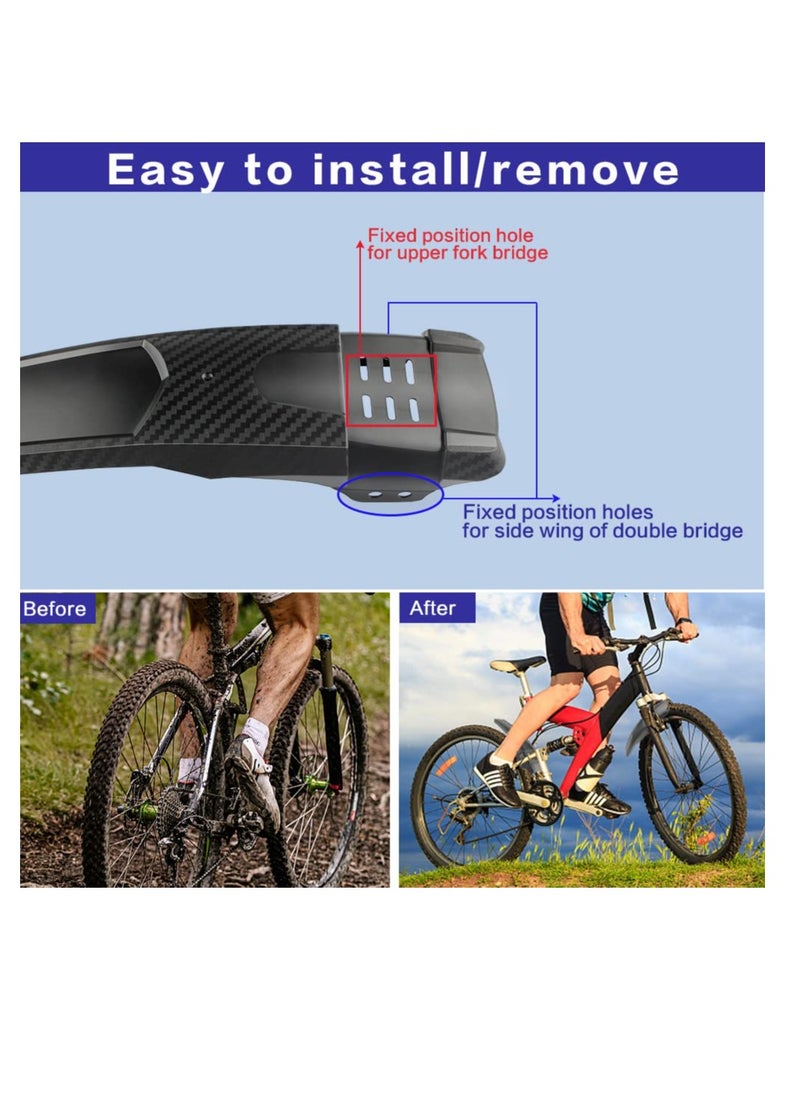 Generic - Mountain Bike Fender Set, Textured Rubber Mudguards for Front and Rear, Compatible with 20" to 29" MTB, Universal Fit, Black (2 Pieces) - Ideal for All Mountain Bikes. - Image 1