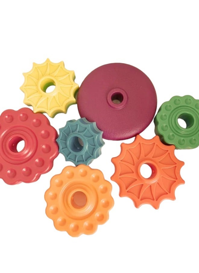 Toy Box Rainbow Color Spin Tower Stack Toy In Gear Shapes Big Size Montessori Educational Early Learning Aids Kids Baby Boy Girl Gifts  - Image 4