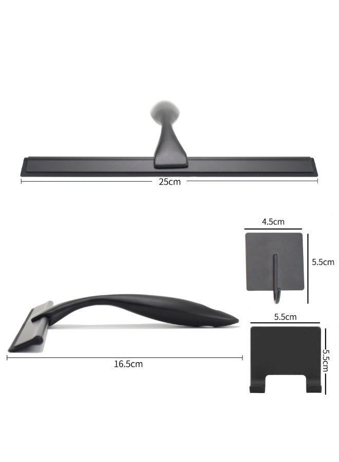 NIBEMINENT All-Purpose Stainless Steel Shower Squeegee for Shower Glass Door with 3 Adhesive Hooks, Bathroom Cleaner Tool Household Window Mirror Squeegee , Cleaning Tile Wall, Car - Image 2