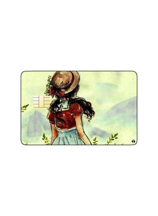 RKN PRINTED BANK CARD STICKER Beautiful Girl Drawing With Hat - Image 1