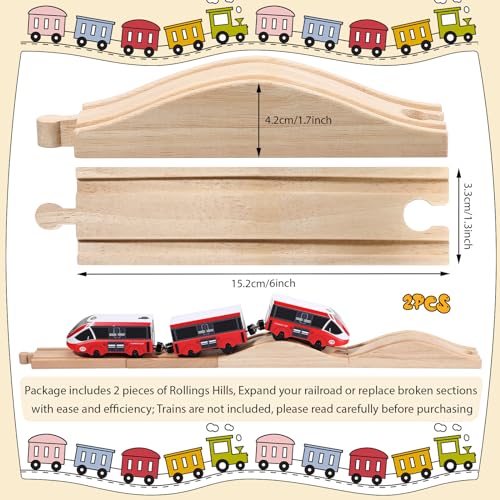 Liliful 2 Pcs Wooden Train Track Accessories Expansion Wood Train Track Pieces Compatible with Most Toy Railroads for Kids Boys Girls Toys - Image 5