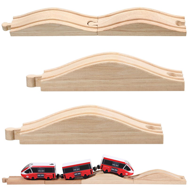 Liliful 2 Pcs Wooden Train Track Accessories Expansion Wood Train Track Pieces Compatible with Most Toy Railroads for Kids Boys Girls Toys - Image 3
