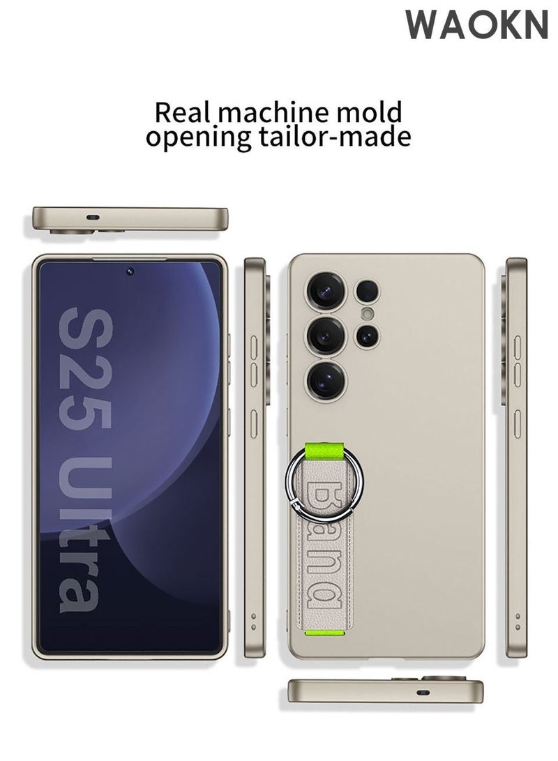 دبليو أيه أو كي أن جراب نحيف لهاتف Samsung Galaxy S25 Ultra، جراب هاتف خفيف فاخر غير لامع مع حزام معصم مع غطاء حماية شامل للعدسات، حزام معصم ذهبي قابل للتعديل لتثبيت آمن، حماية فتحة العدسة الدقيقة - Image 4