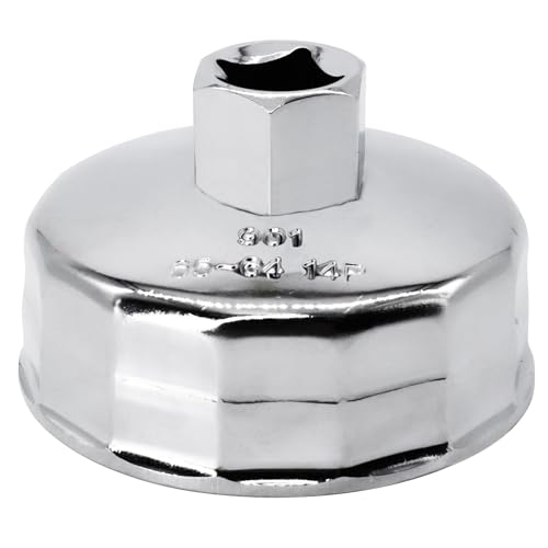 OXCANO مفتاح فلتر الزيت OXCANO بقطر داخلي 64 مم/2.5 بوصة و14 شفة، متوافق مع فلتر الزيت Wix 57356 15400-PLM-A02، متوافق مع هوندا أكورد وأكورا سيفيك CRV نيسان سنترا، أداة لمستخدمي السيارات - Image 1