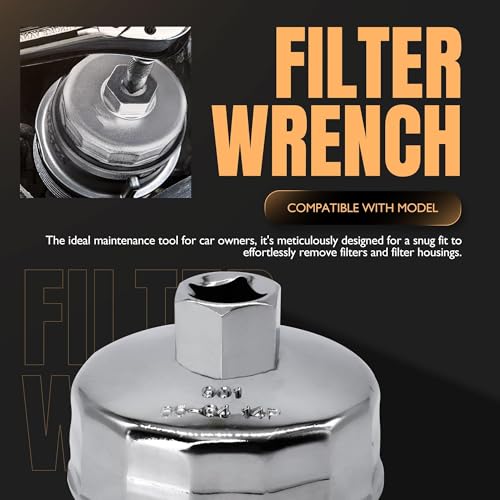 OXCANO مفتاح فلتر الزيت OXCANO بقطر داخلي 64 مم/2.5 بوصة و14 شفة، متوافق مع فلتر الزيت Wix 57356 15400-PLM-A02، متوافق مع هوندا أكورد وأكورا سيفيك CRV نيسان سنترا، أداة لمستخدمي السيارات - Image 2