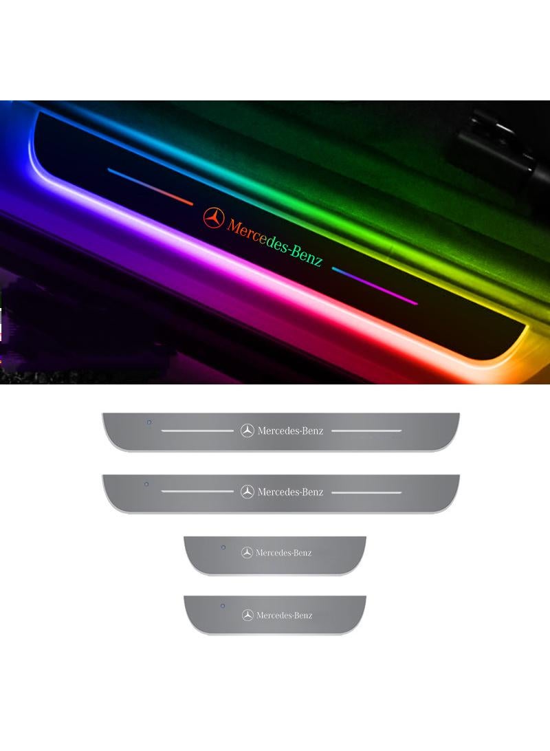 general 4 Pieces Led Car Door Mercedes-Benz Logo Car Threshold Light Door Welcome Pedal Ambient Light Set - Image 1