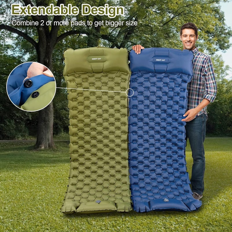 Night Cat Sleeping Air Pad with Pillow Inflatble Mat Mattress Bed for Camping Backpacking Hiking Traveling 195×65 cm - Image 5