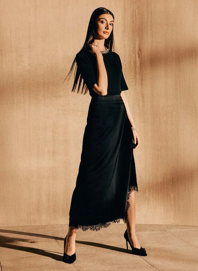 Iconic Iconic Midi Wrap Skirt with Tie Ups