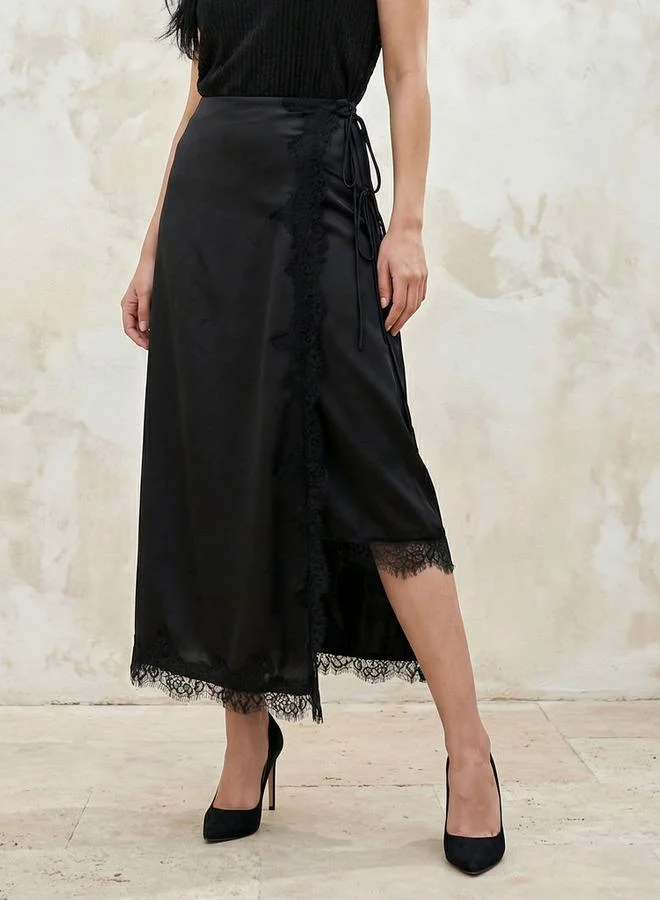Iconic Iconic Midi Wrap Skirt with Tie Ups