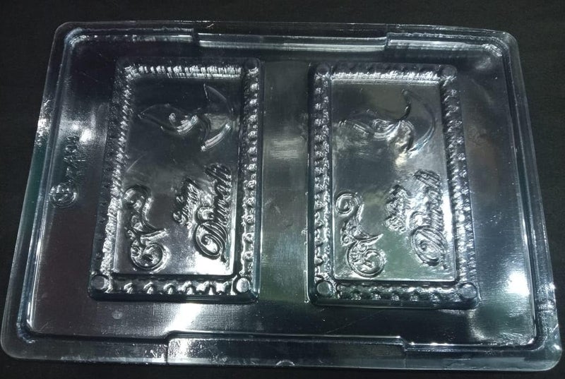 Noble Foods 2 Cavity Happy Diwali Bar Shape PVC Chocolate Mould Pack of 5 - Image 2