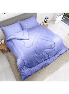 Hotel Linen Klub Hotel Linen Klub Down Alternative Comforter  Set -Ultra Soft Brushed Stripe Microfiber Fabric, 200GSM Soft Fibersheet Filling, Size :Single 160 x 200cm , Color: Lavender  - Image 1