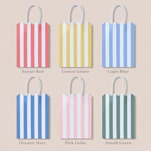 Confettiville Small Gift Bags with Handles, 12-Pack Paper Party Favor Goodie Bags, 5.82 x 3.15 x 8.18 Inches, 6 Designs in Retro Riviera, Ideal for Birthdays, Baby Showers, and Christmas Parties - Image 5