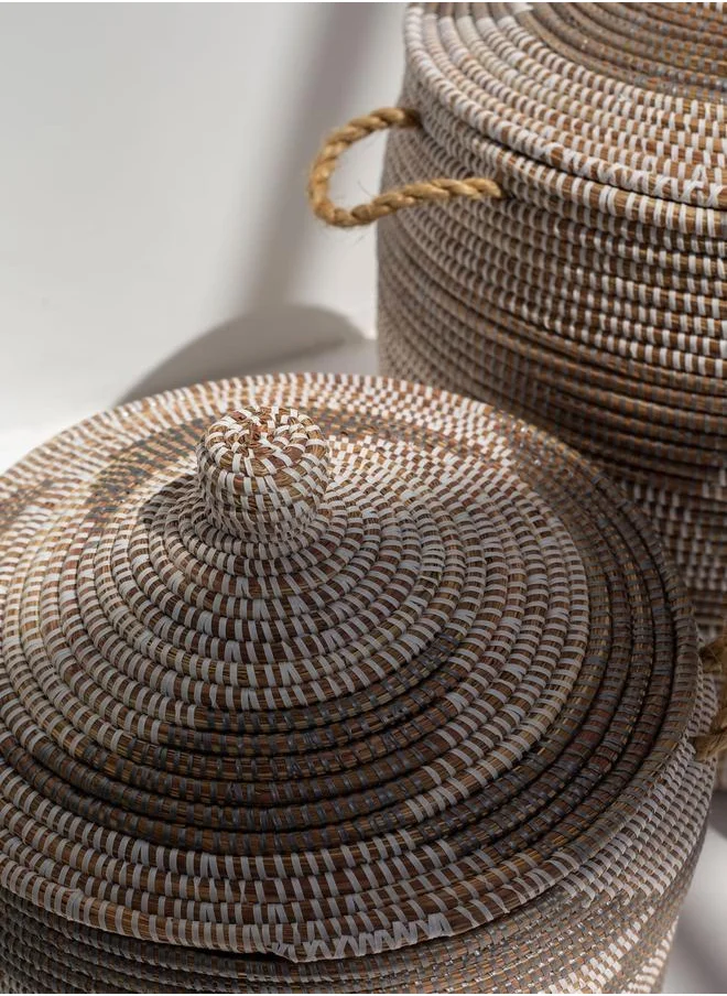 هومكود Handmade Natural & Dark Brown Basket