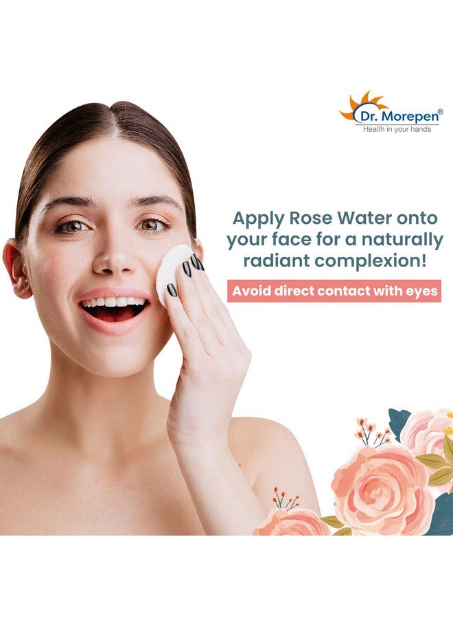 Dr. Morepen Rose Water Pure & Natural 100% Herbal High In Vitamin A & C Good For All Skin Types Pure Rose Water Pack Of 3 (120 Ml Each) - Image 4