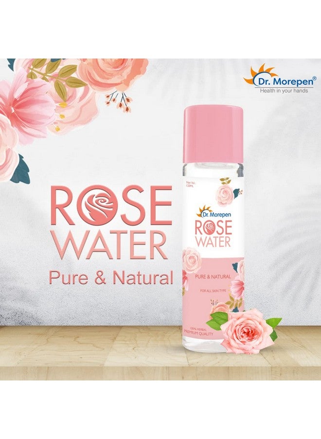 Dr. Morepen Rose Water Pure & Natural 100% Herbal High In Vitamin A & C Good For All Skin Types Pure Rose Water Pack Of 3 (120 Ml Each) - Image 2