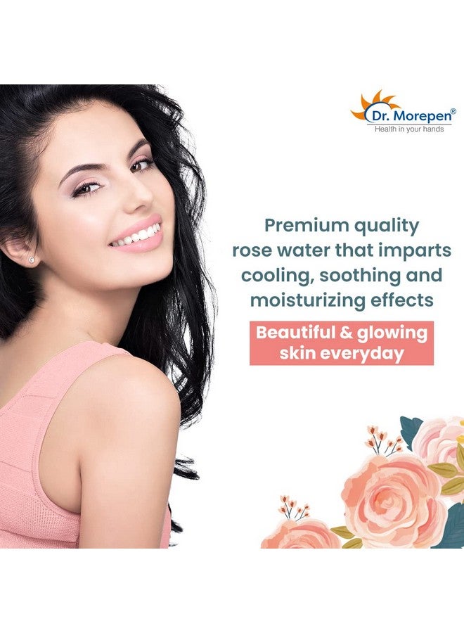 Dr. Morepen Rose Water Pure & Natural 100% Herbal High In Vitamin A & C Good For All Skin Types Pure Rose Water Pack Of 3 (120 Ml Each) - Image 3