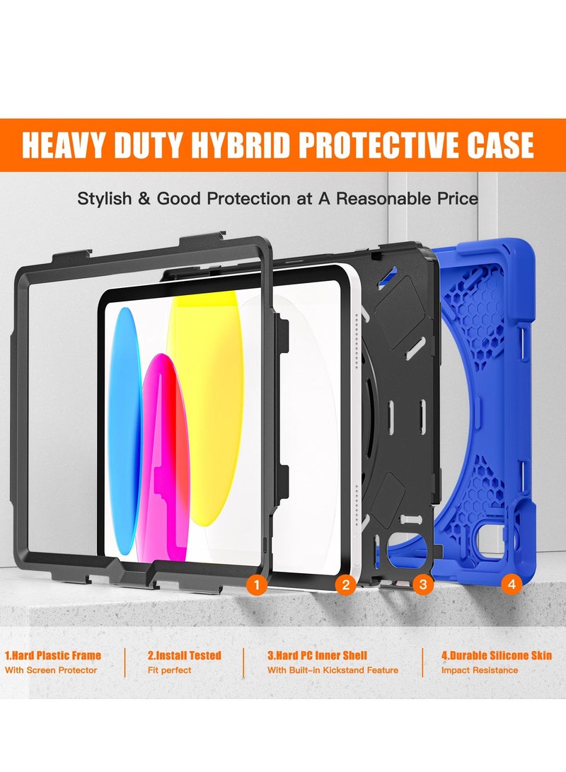 GULFLINK Full Body Cover with 360 Rotating Hand Strap & Shoulder Strap, Heavy Duty Shockproof Case for  ipad 10th 10.9 inch 2022（A2757/A2777）Blue - Image 2