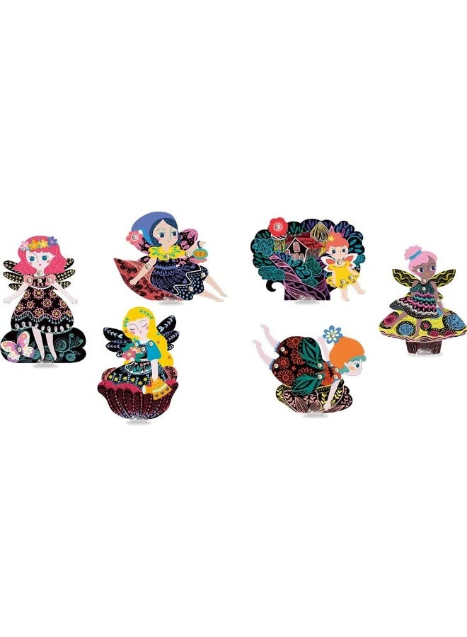 Avenir Scratch - Fairies in the Garden | Create Your Own Magical Scratch Art Puppets - 6 Jointed Puppets, 2 Backdrops, and More! | Fun and Interactive Art Project for Kids 3+ - Image 4