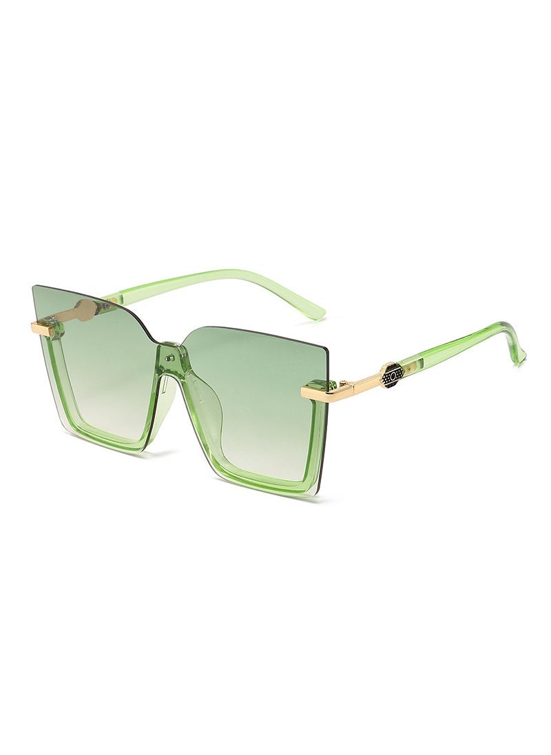 New frameless multi-color Marine sunglasses personalized fashion sunglasses mens and womens high-grade sunglasses Light green frame double green piece