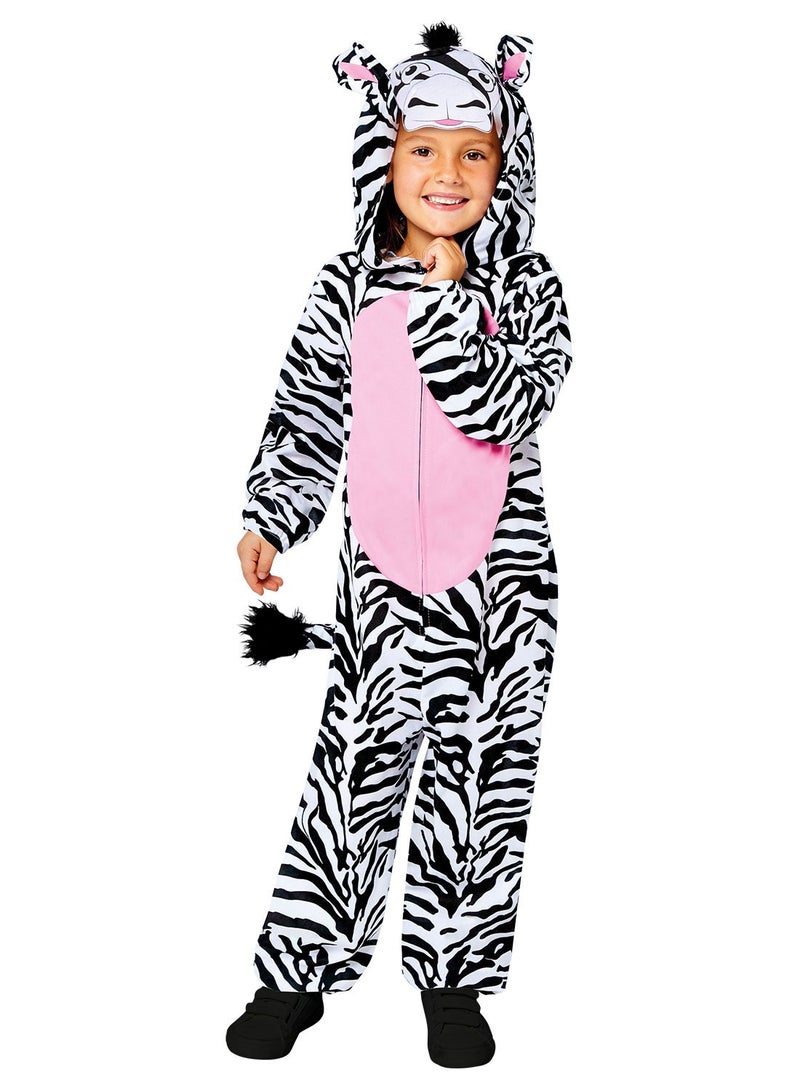 Amscan Child Zebra Onesie Costume, Animal Dress-Up for School Plays & Parties - Image 1