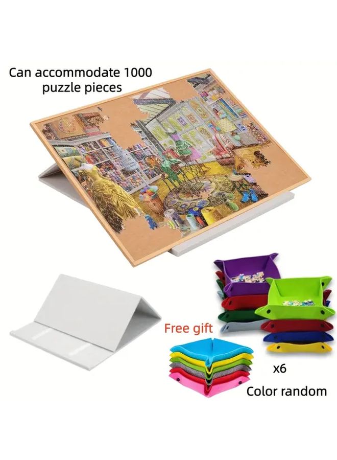 1000 قطعة لوز ألغاز مع لوح لوحة وقاعدة قابلة للتعديل 2 في 1، غطاء بارتفاع قابل للتعديل و6 صواني تخزين - Image 1