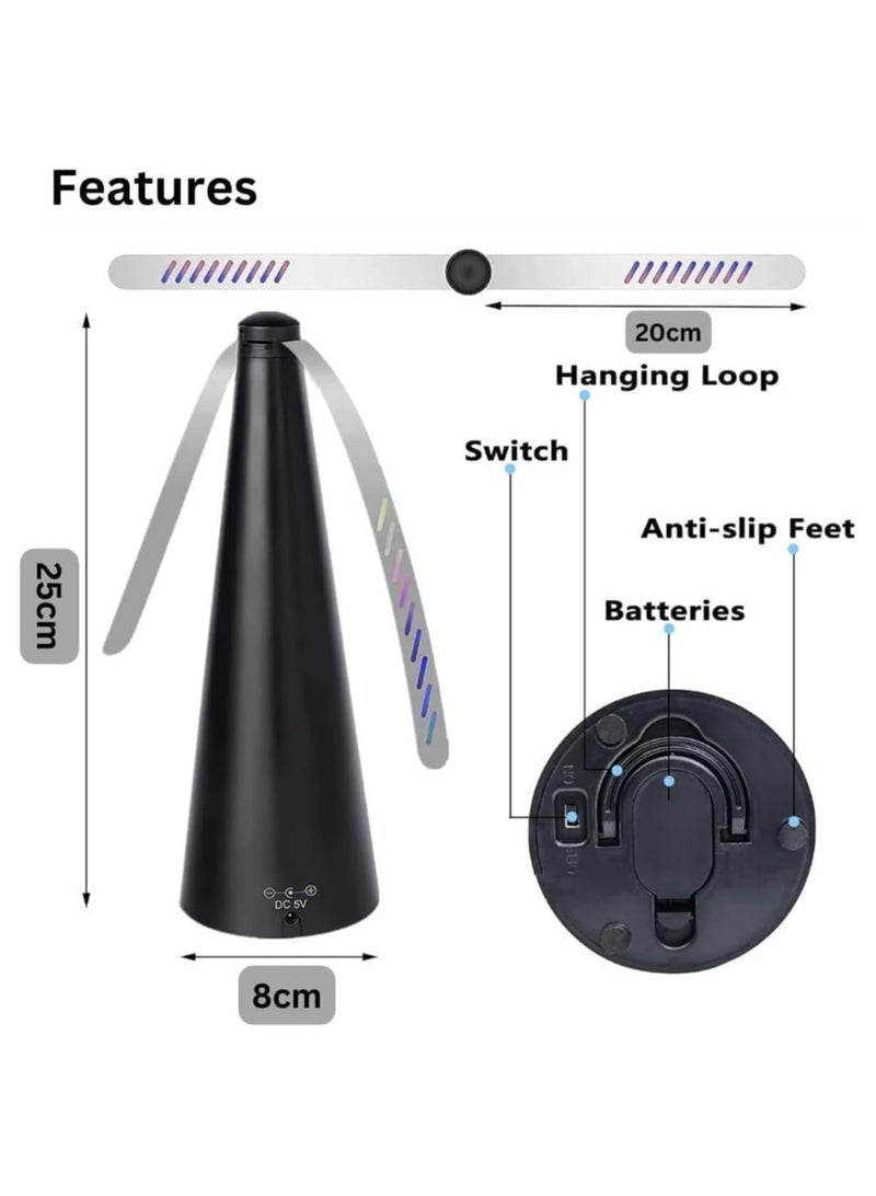 مخطوطات مروحة طارد الذباب - مراوح الطيران للطاولات، مراوح الطيران للأماكن الخارجية/الداخلية، المطاعم، تعمل بالبطارية، بدون ضوضاء، محمولة، عبوة خالية من المواد الكيميائية مكونة من قطعتين - Image 3