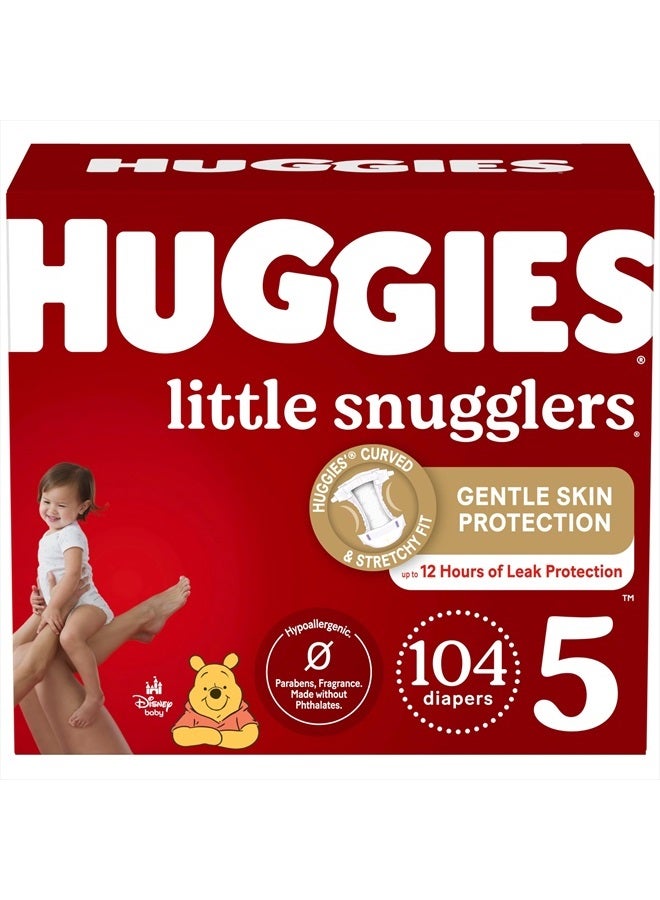Huggies Size 5 Diapers, Little Snugglers Baby Diapers, Size 5 (27+ lbs), 104 Count - Image 1