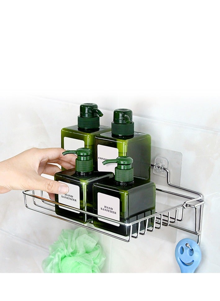 No Drilling Adhesive Shower Shelves,Stainless Steel Bathroom Kitchen Organizers, Wall Mount Corner Shower Caddy for Bathroom Kitchen Storage - Image 1