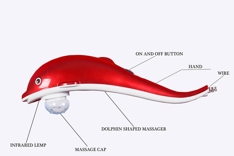 Concepta Corded Electric Dolphin Massager for Pain Relief | Far Infrared Therapy for Pain with Vibration| Magnetic Massage Machine for Body Pain | For Men & Women | Red & White - Image 2