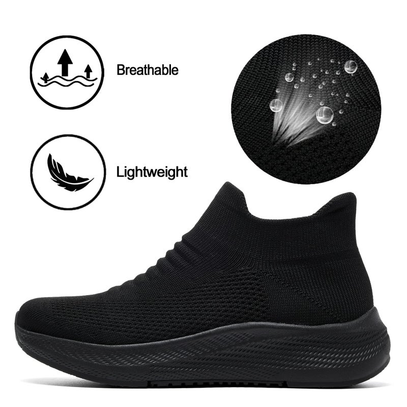 SHULOOK Womens Slip on Walking Shoes Comfort Lightweight Breathable Sock Shoe Non-Slip Mesh Casual Fashion Tennis Running Sneakers Black - Image 5
