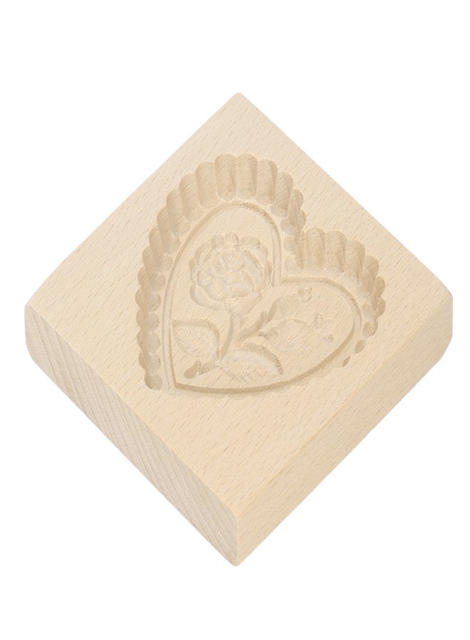 Wooden Cookie Mold Easy Release Reusable Washable Carved Biscuit Press Stamp Mold for Home Kitchen Baking Love Heart and Rose - Image 5