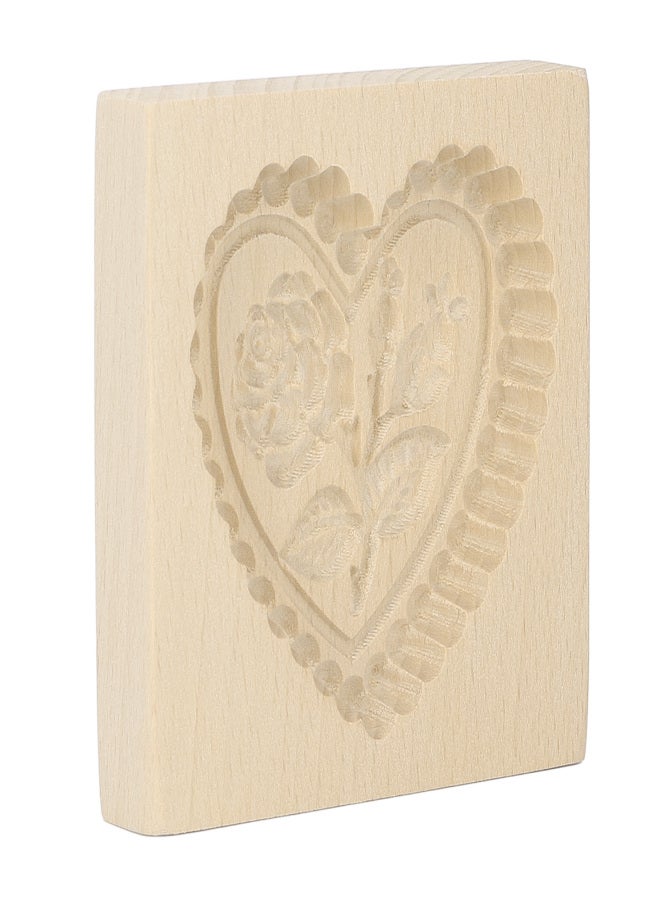 Wooden Cookie Mold Easy Release Reusable Washable Carved Biscuit Press Stamp Mold for Home Kitchen Baking Love Heart and Rose - Image 1