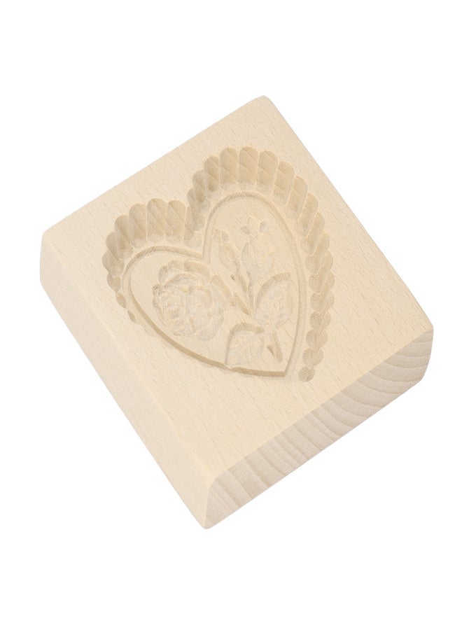 Wooden Cookie Mold Easy Release Reusable Washable Carved Biscuit Press Stamp Mold for Home Kitchen Baking Love Heart and Rose - Image 3