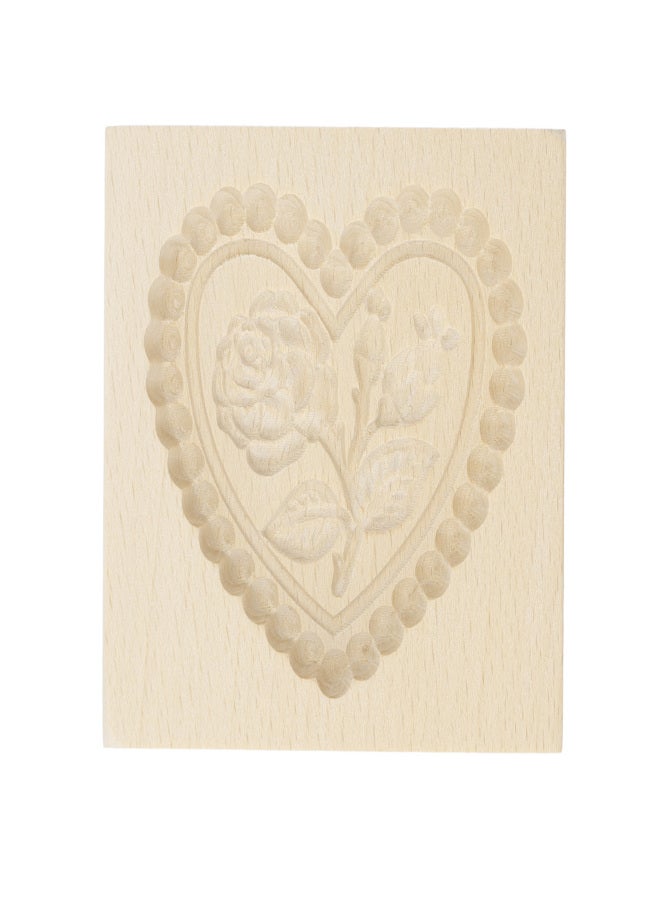 Wooden Cookie Mold Easy Release Reusable Washable Carved Biscuit Press Stamp Mold for Home Kitchen Baking Love Heart and Rose - Image 2