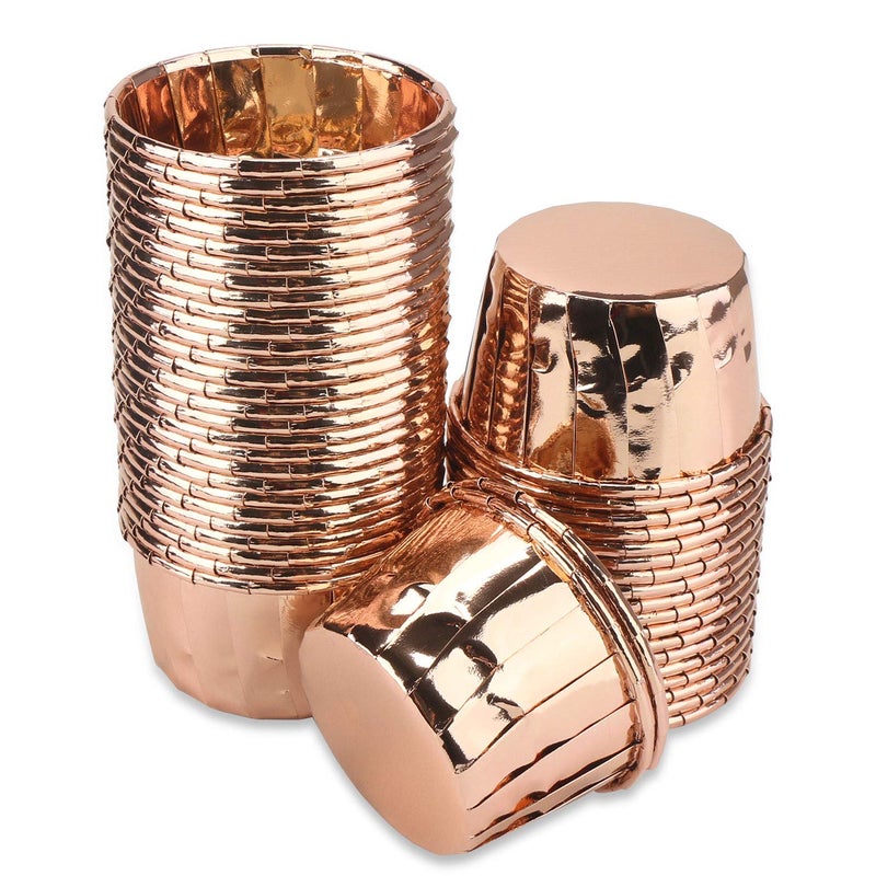 EUSOAR Gold Cupcake Cups 19 x 16 x27 Disposable Muffin Liners 50pcs Rose Gold Cupcake Baking Cups Little Baking Cups Ramekin Aluminum Cupcake Tip Pan Ramekin Holders