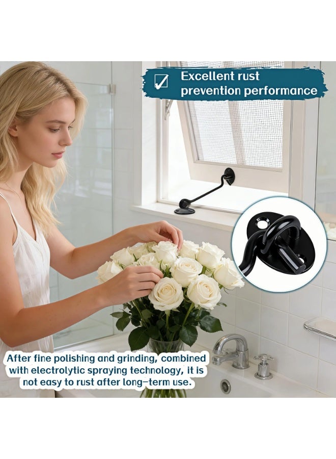 6 Inch Heavy Duty Hook and Eye Latch, Stainless Steel Barn Door Lock, Black, 2 Pack - Image 3