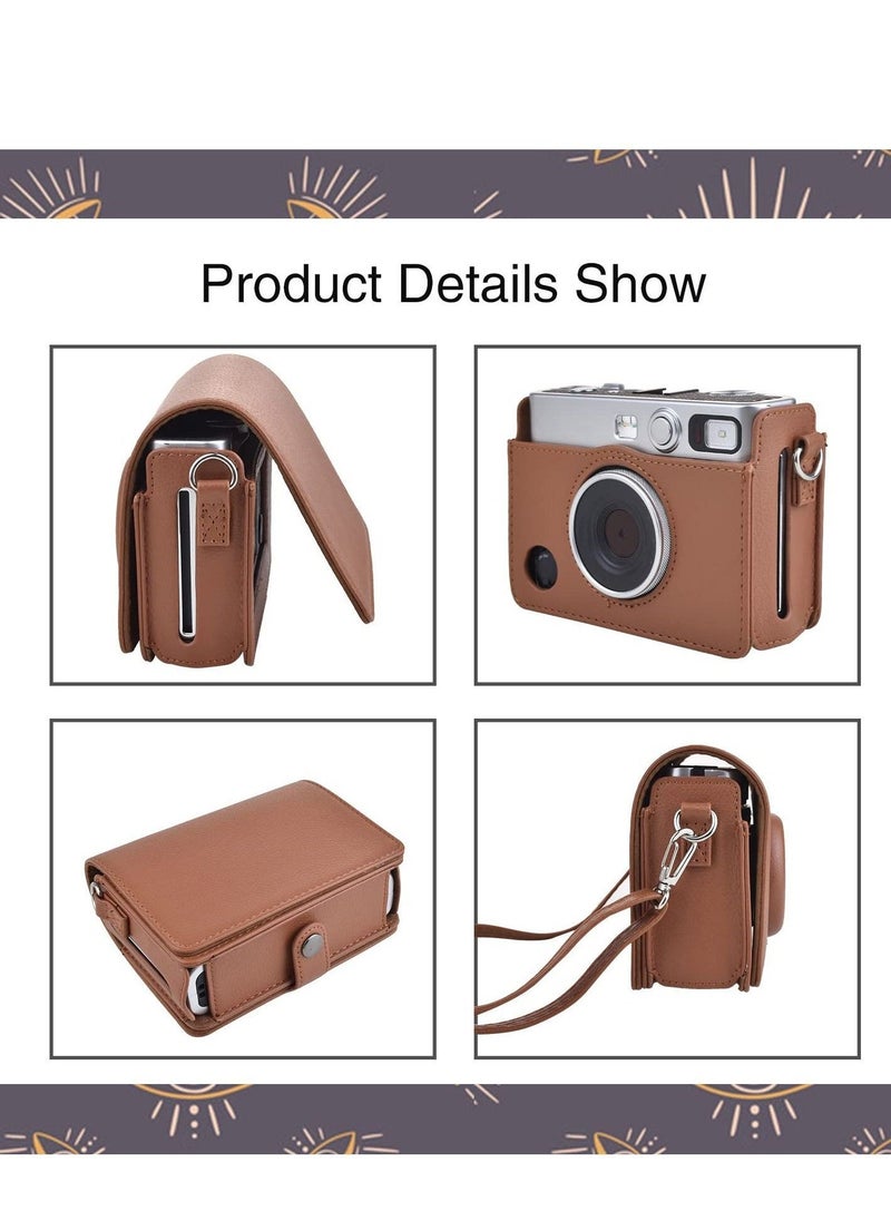 Y&D - Case for Fuji Mini EVO ,Camera Compatible Camera with Adjustable Shoulder Strap in Brown Lychee Texture Horizontal Style - Image 1