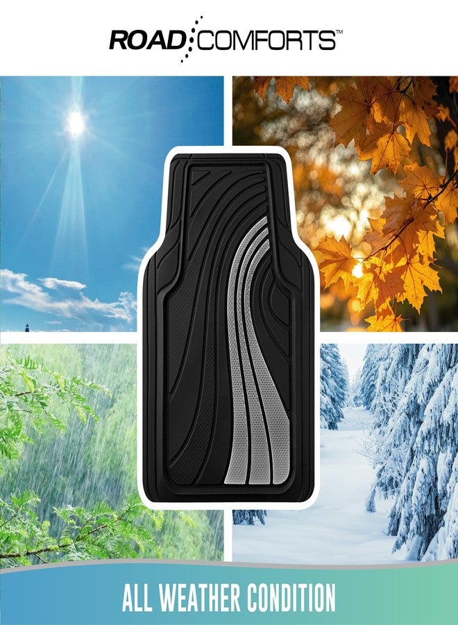 Road Comforts Rubber Sport Car Floor Mat - All-Weather Heavy Duty, Non-Slip, Trim-to-Fit, Universal Fit for Cars, Trucks, SUVs - Sliver - Image 4