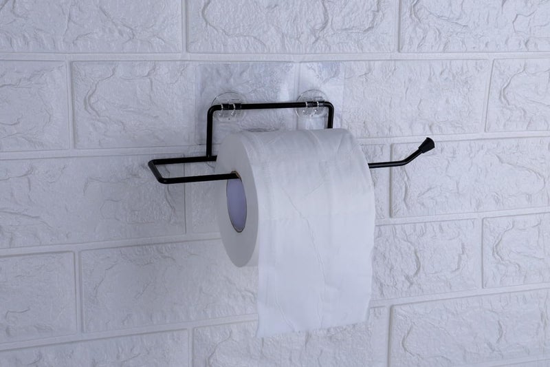 TEKCOOL حامل ورق التواليت الفولاذي الذاتي اللصق / حامل لفائف المناديل للحمام / حامل المناديل / حامل المناشف (أسود) (2) - Image 4