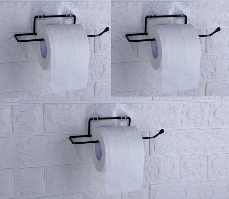 TEKCOOL حامل ورق التواليت الفولاذي الذاتي اللصق / حامل لفائف المناديل للحمام / حامل المناديل / حامل المناشف (أسود) (2) - Image 3