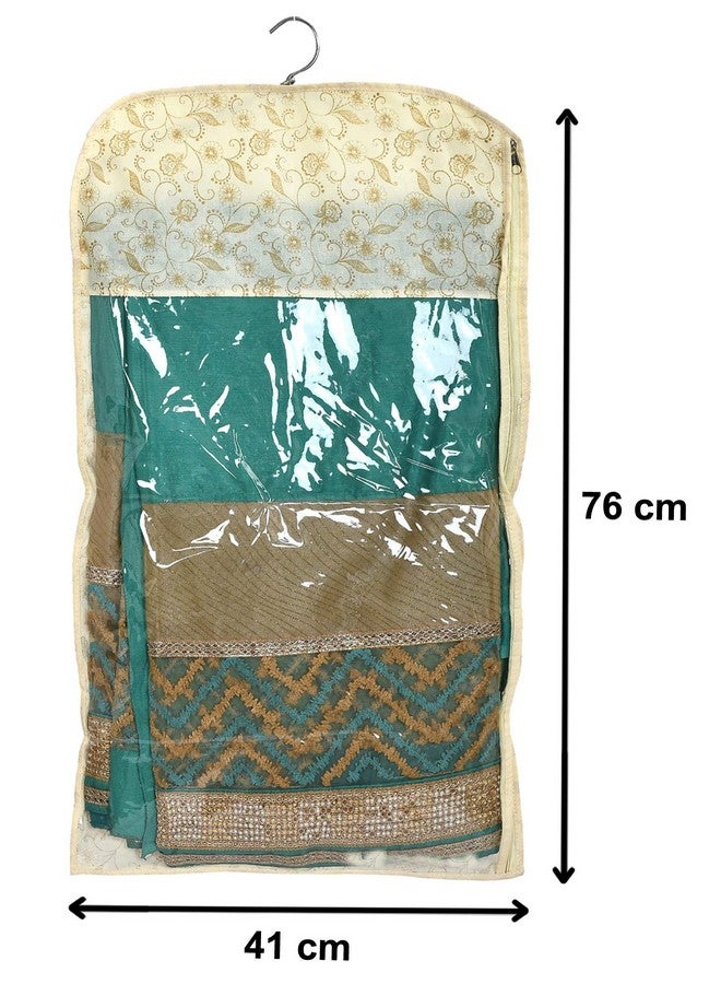 Kuber Industries Metalic Print Waterproof Clothes Storage Bag Wardrobe Hanging Protective Cover Zipper Dust Cover Suitable for Wardrobe Storage and Travel (Gold)-Pack of 12-KUBMART15526 - Image 2
