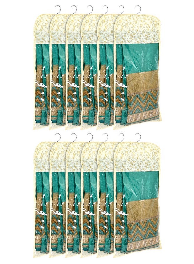 Kuber Industries Metalic Print Waterproof Clothes Storage Bag Wardrobe Hanging Protective Cover Zipper Dust Cover Suitable for Wardrobe Storage and Travel (Gold)-Pack of 12-KUBMART15526 - Image 1