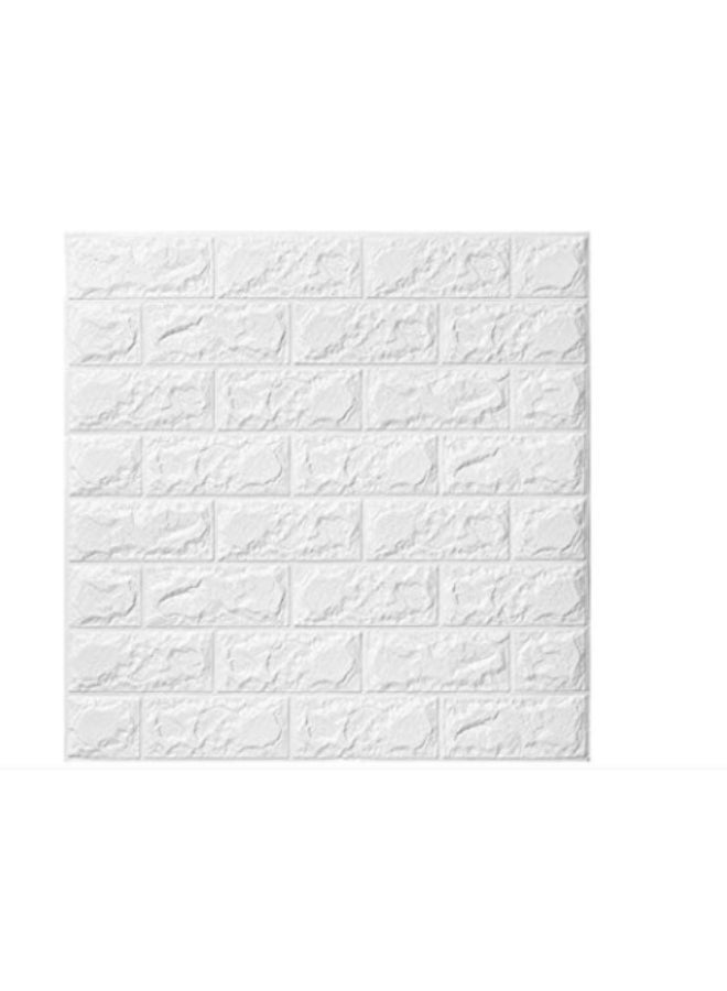 ملصق للجدار بشكل أحجار طوب فوم ثلاثية الأبعاد من قطعة واحدة أبيض 77x70سم - Image 1