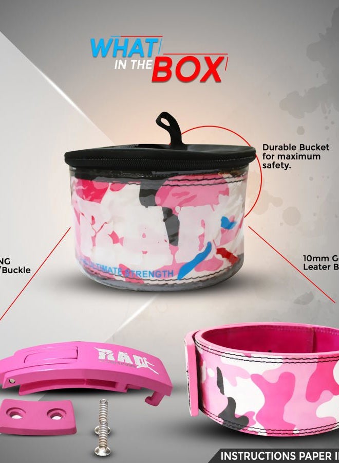 RAD (Large, Pink Camo) - Weight Lifting Belt Powerlifting Men & Women, Weightlifting 10 mm Lever Belt - Image 3