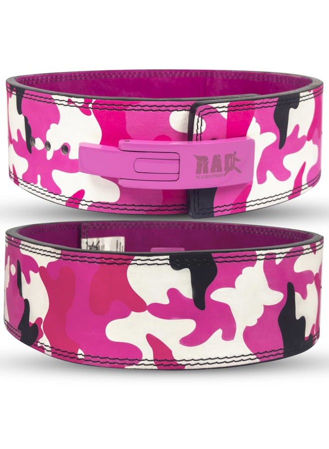 RAD (Large, Pink Camo) - Weight Lifting Belt Powerlifting Men & Women, Weightlifting 10 mm Lever Belt - Image 1